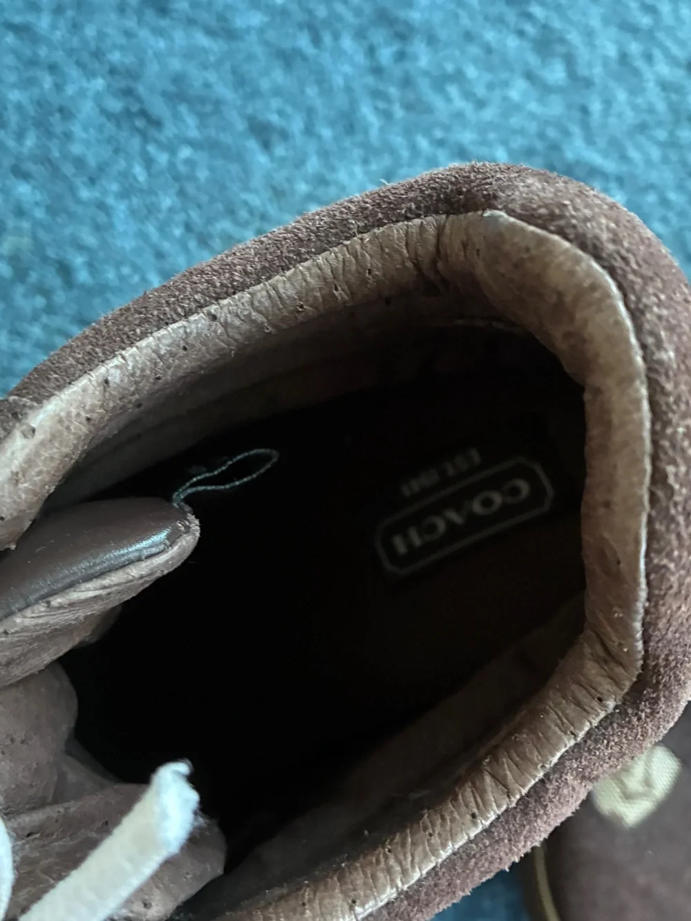 Coach Women’s Brown Suede & Signature Monogram High-Top Sneakers